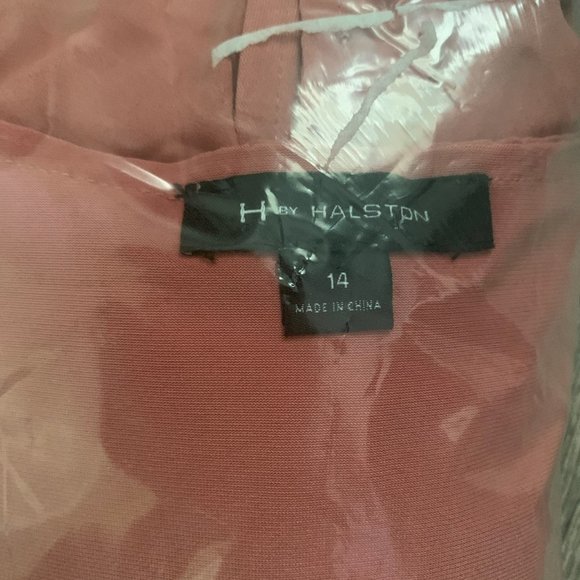 NWT H HALSTON DRAPED CHIFFON ROSE OVERLAY DRESS 14 - Picture 11 of 12